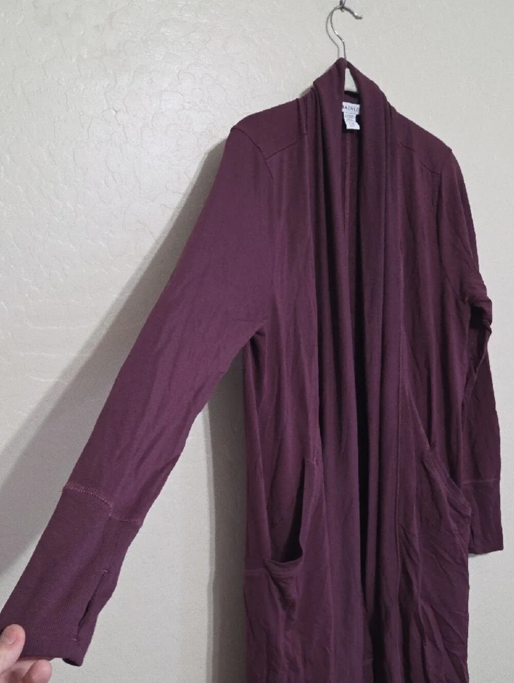 Athleta Plum Open-Front Long Cardigan